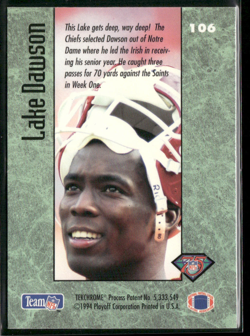 Lake Dawson 1994 Playoff Contenders #106 RC Kansas City Chiefs