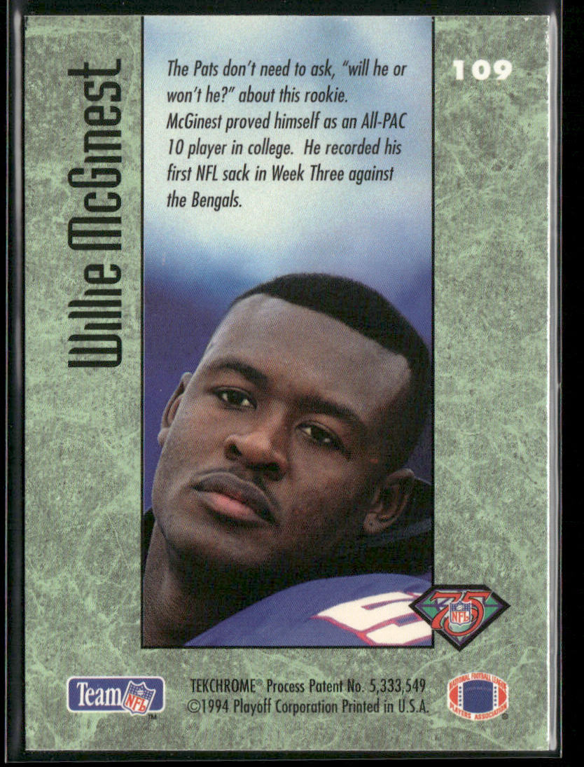 Willie McGinest 1994 Playoff Contenders #109 RC New England Patriots