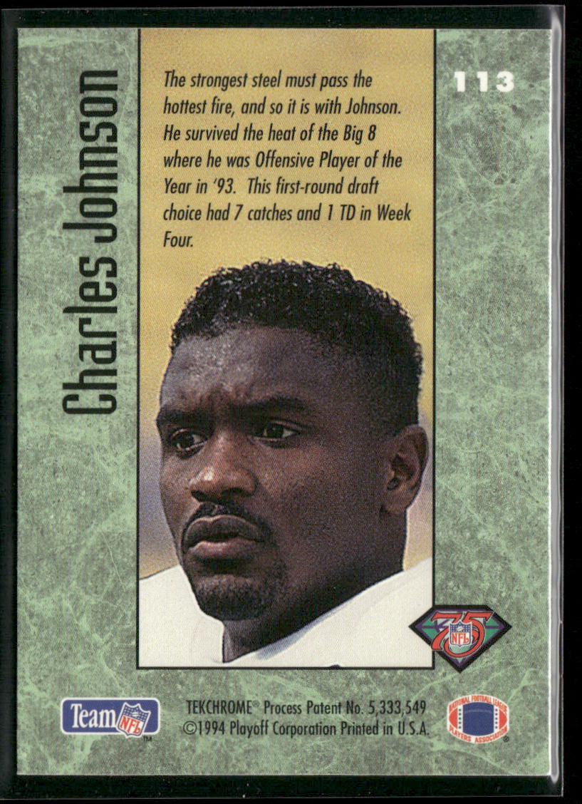 Charles Johnson 1994 Playoff Contenders #113 RC Pittsburgh Steelers