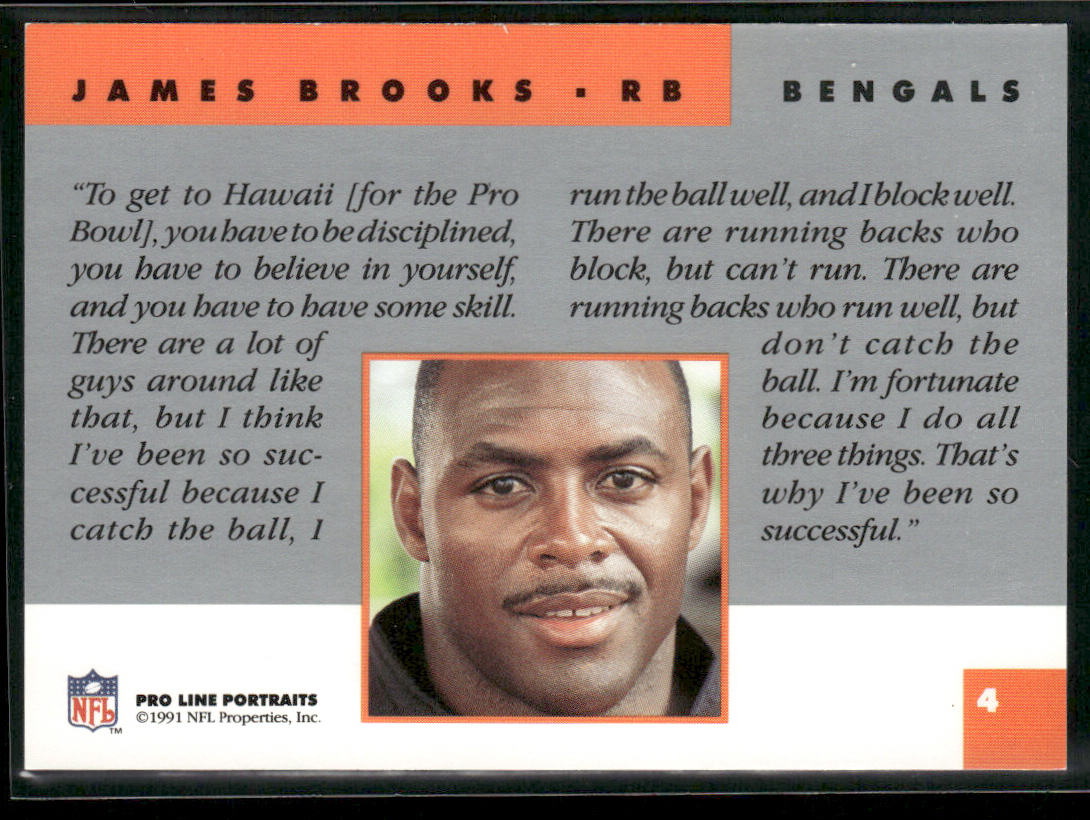 James Brooks 1991 Pro Line Portraits #4 Cincinnati Bengals
