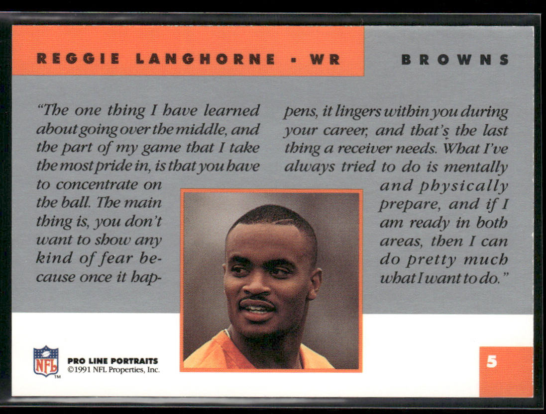 Reggie Langhorne 1991 Pro Line Portraits #5 Cleveland Browns
