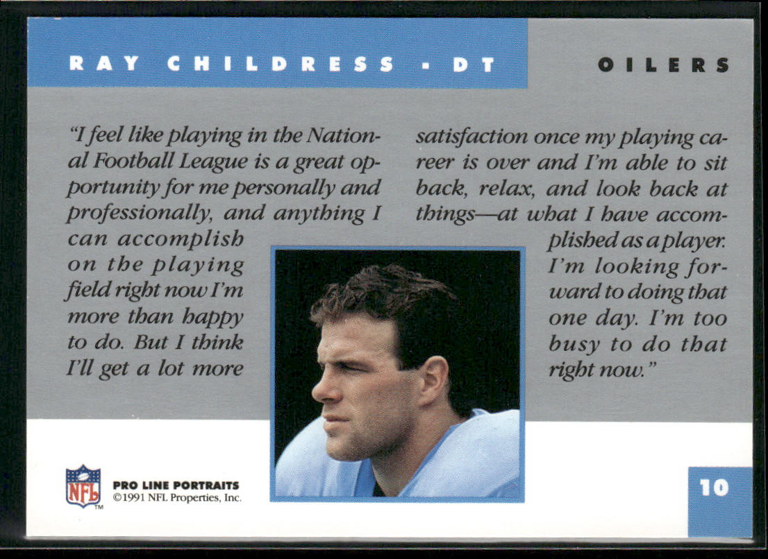 Ray Childress 1991 Pro Line Portraits #10 Houston Oilers