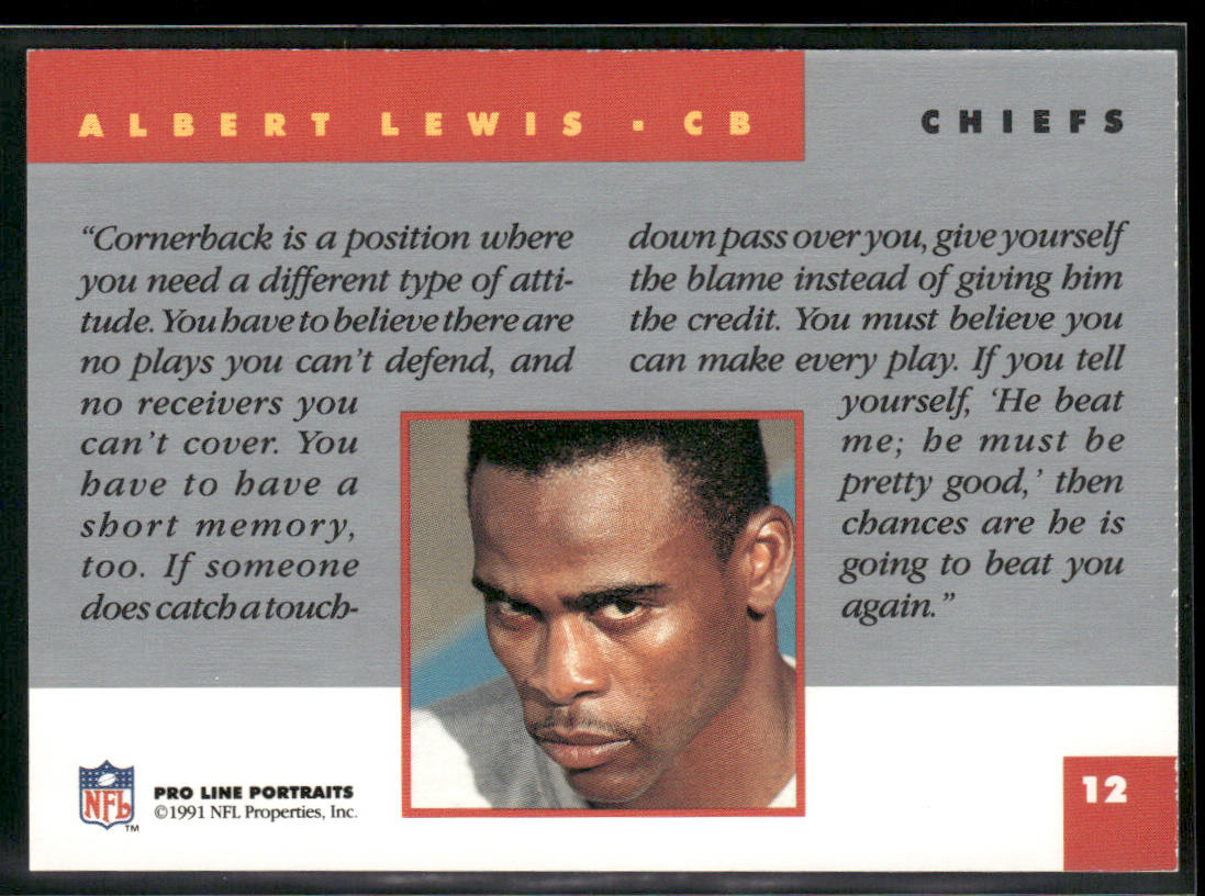 Albert Lewis 1991 Pro Line Portraits #12 Kansas City Chiefs