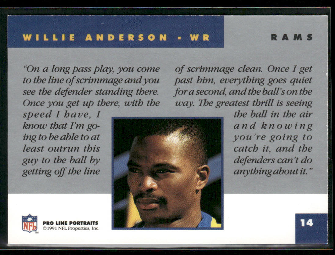 Willie Anderson 1991 Pro Line Portraits #14 Los Angeles Rams