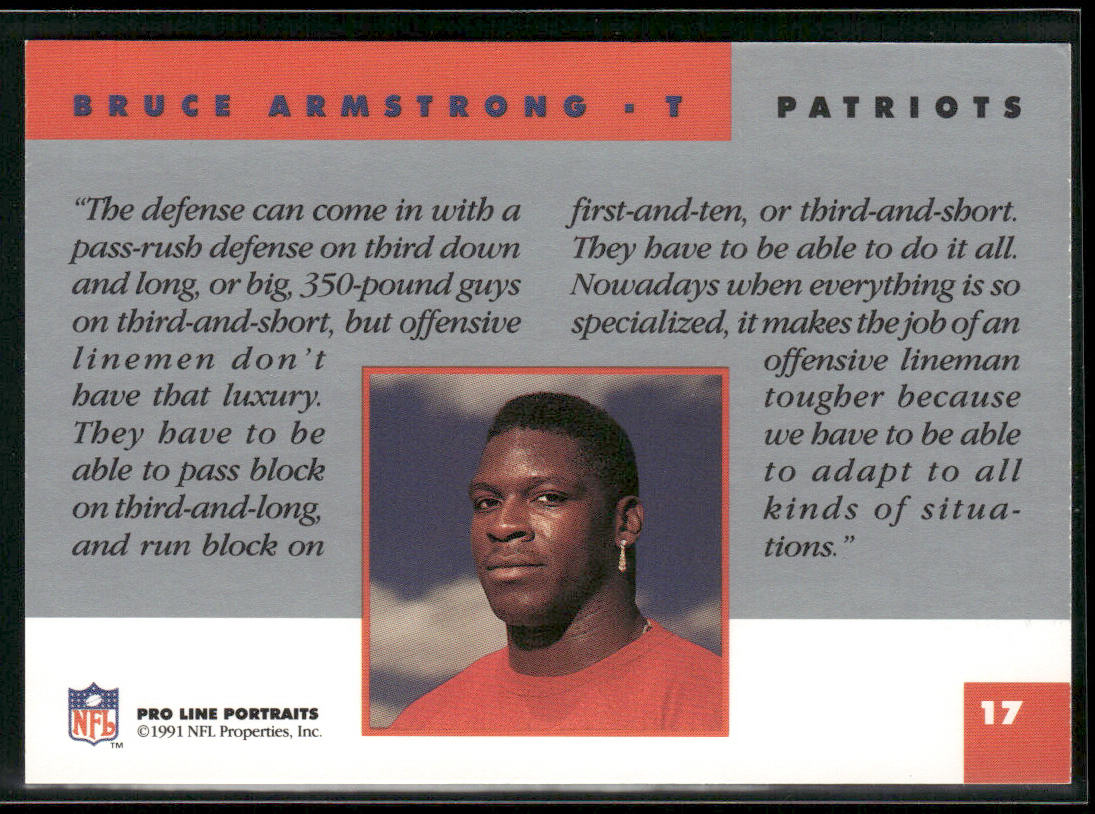 Bruce Armstrong 1991 Pro Line Portraits #17 New England Patriots