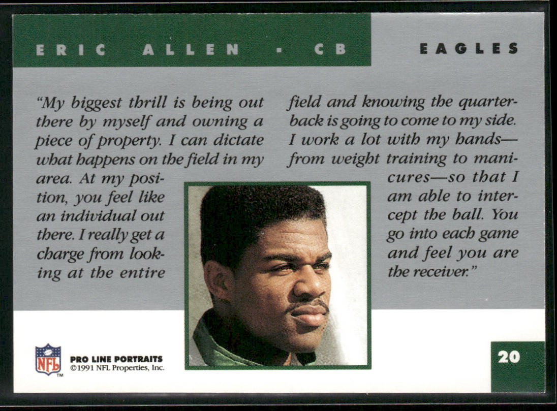 Eric Allen 1991 Pro Line Portraits #20 Philadelphia Eagles