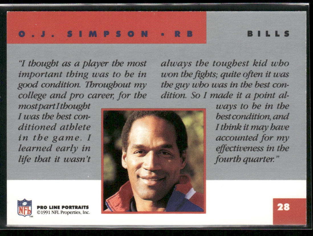 O.J. Simpson 1991 Pro Line Portraits #28 Buffalo Bills