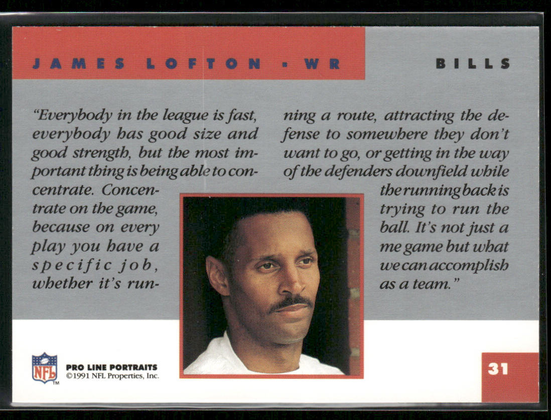 James Lofton 1991 Pro Line Portraits #31 Buffalo Bills