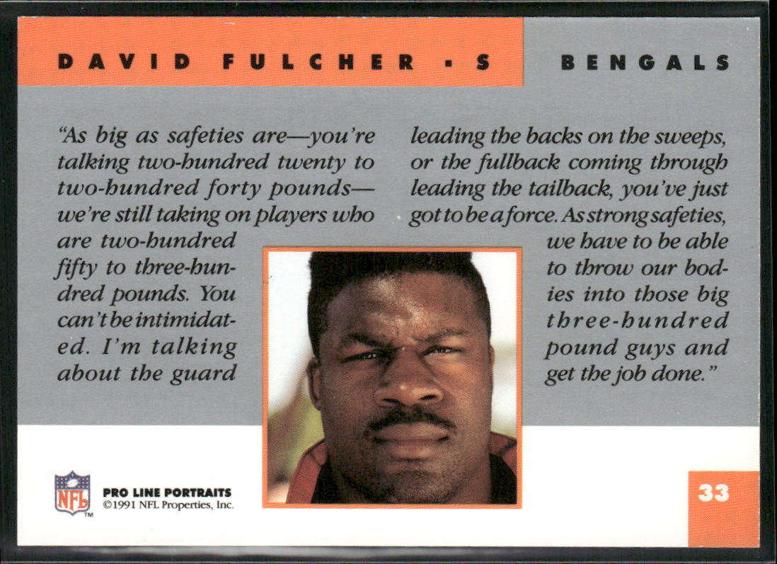David Fulcher 1991 Pro Line Portraits #33 Cincinnati Bengals