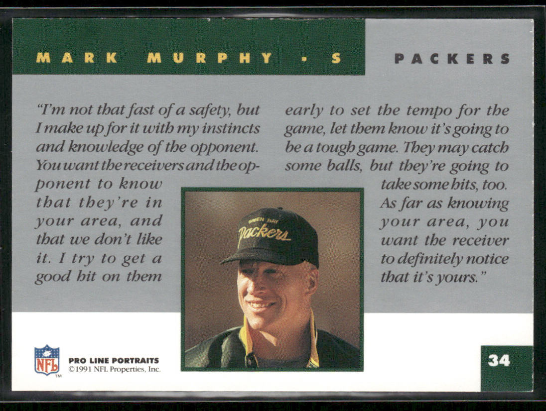 Mark Murphy 1991 Pro Line Portraits #34 Green Bay Packers