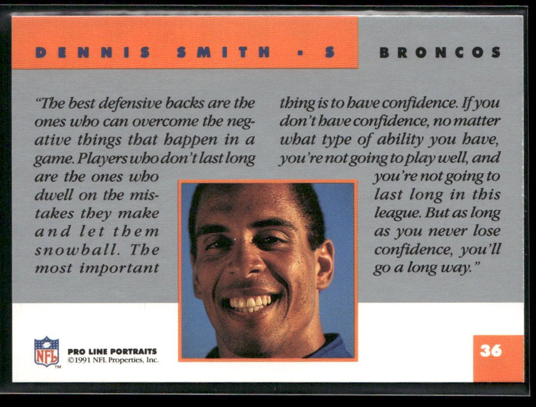 Dennis Smith 1991 Pro Line Portraits #36 Denver Broncos