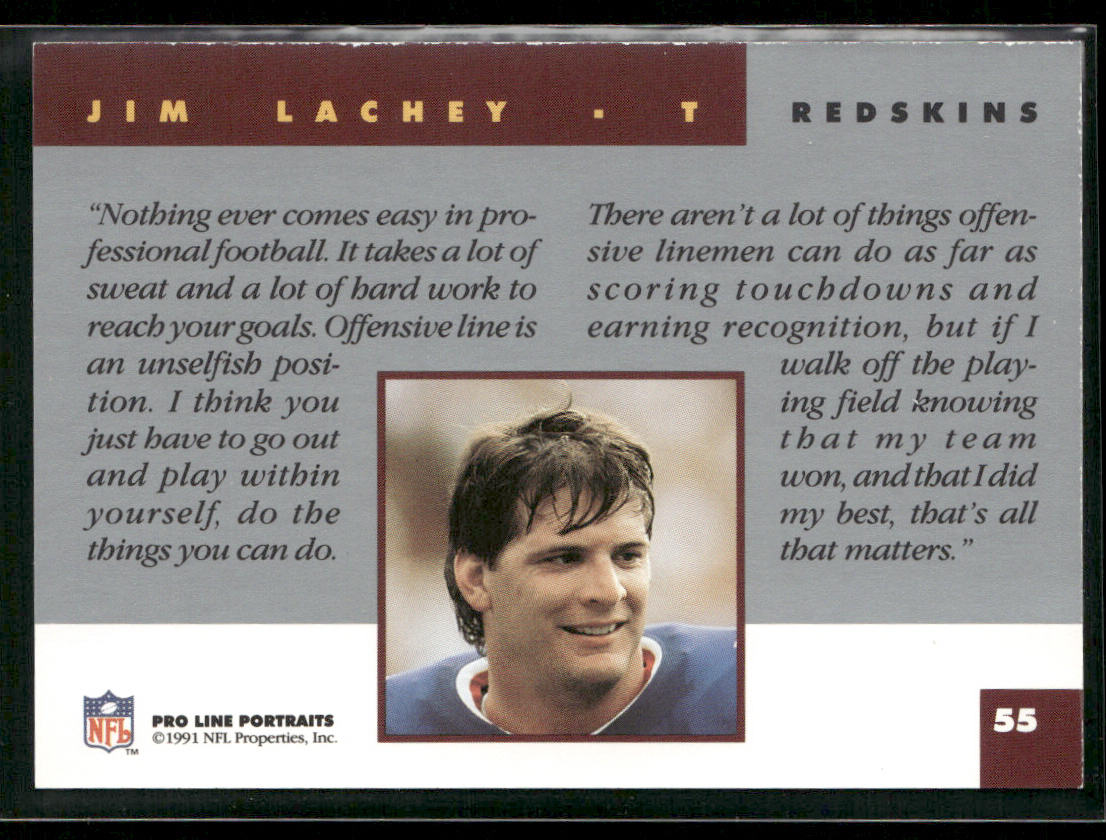 Jim Lachey 1991 Pro Line Portraits #55 Washington Redskins