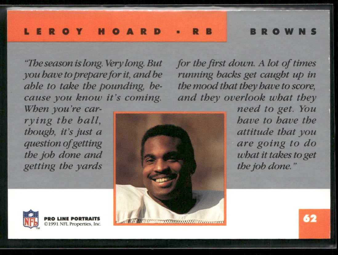 Leroy Hoard 1991 Pro Line Portraits #62 Cleveland Browns