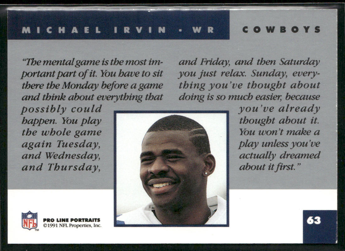 Michael Irvin 1991 Pro Line Portraits #63 Dallas Cowboys