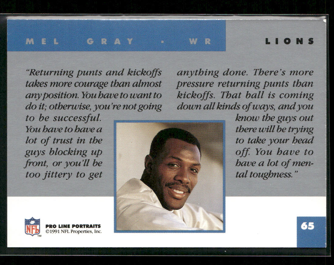 Mel Gray 1991 Pro Line Portraits #65 Detroit Lions