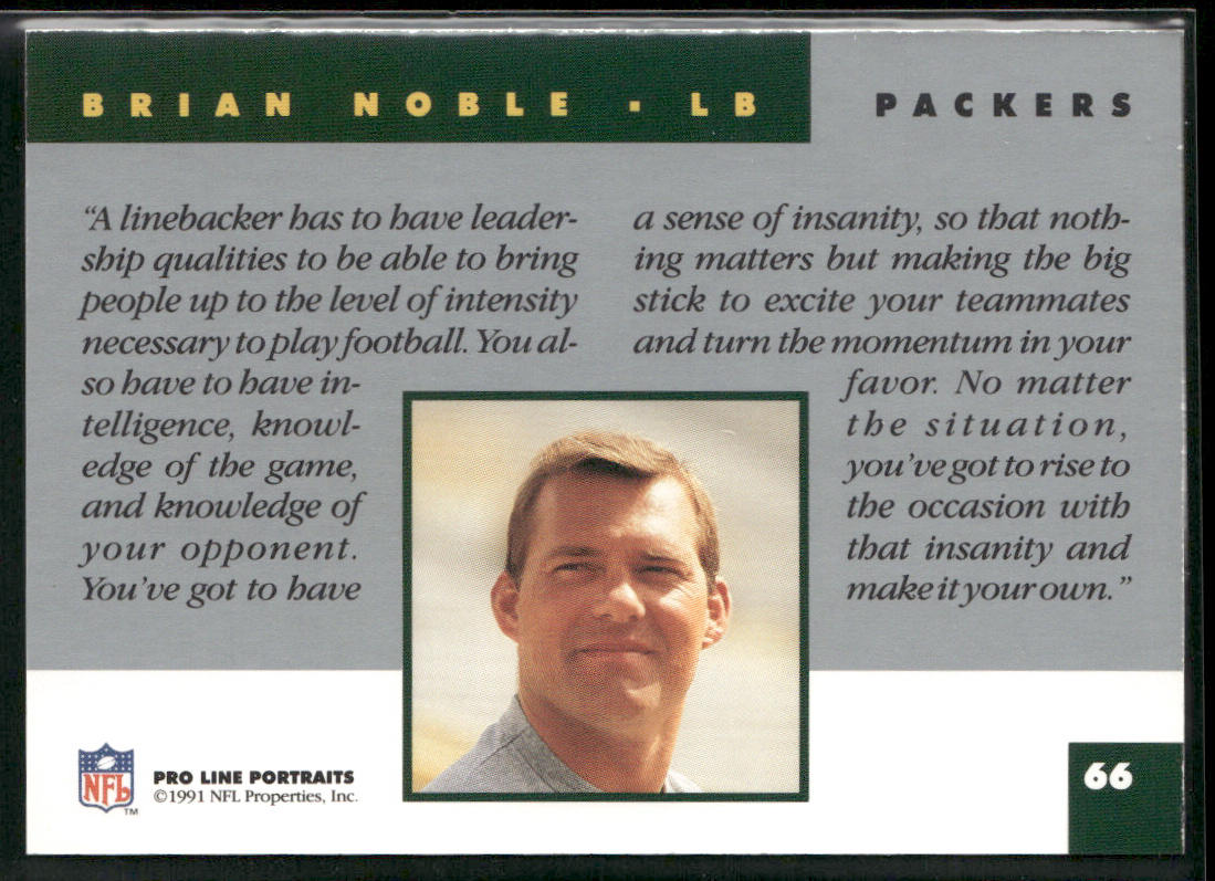Brian Noble 1991 Pro Line Portraits #66 Green Bay Packers