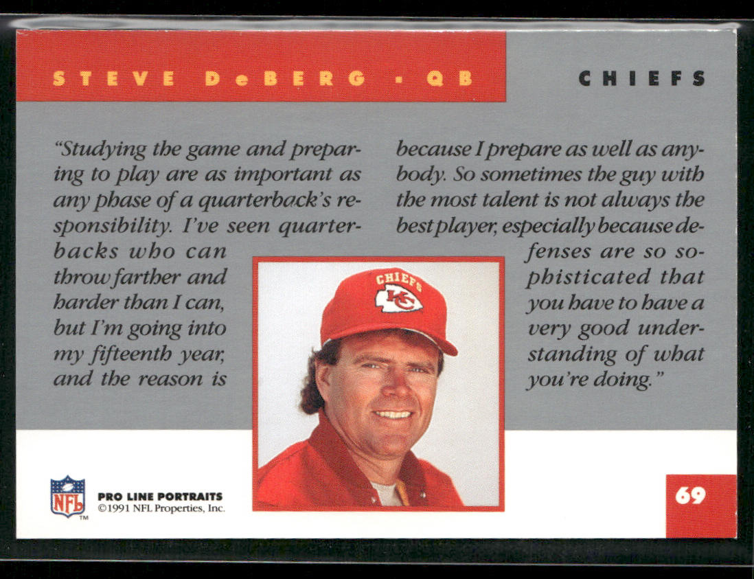 Steve DeBerg 1991 Pro Line Portraits #69 Kansas City Chiefs