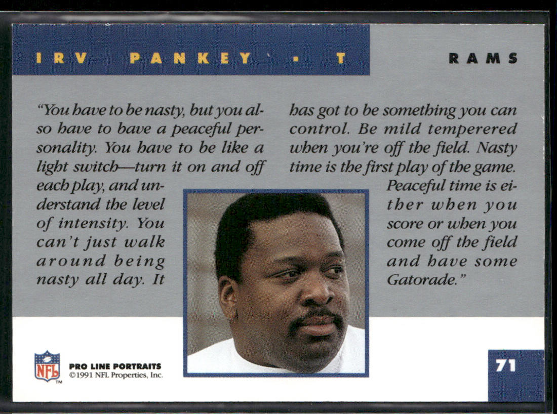 Irv Pankey 1991 Pro Line Portraits #71 Los Angeles Rams