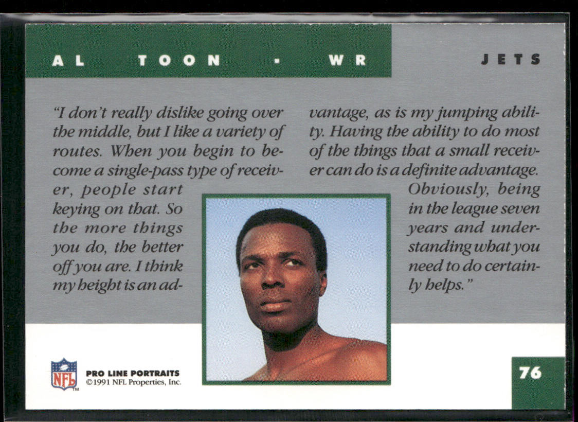 Al Toon 1991 Pro Line Portraits #76 New York Jets