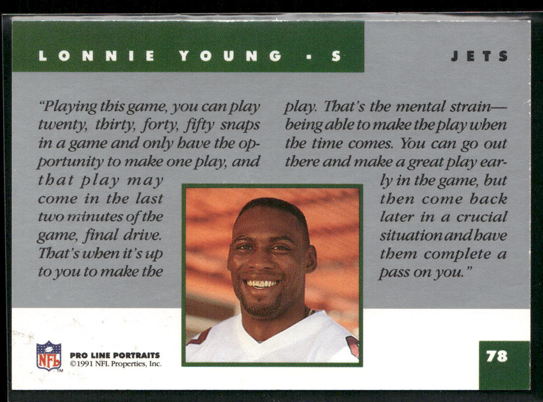 Lonnie Young 1991 Pro Line Portraits #78 New York Jets
