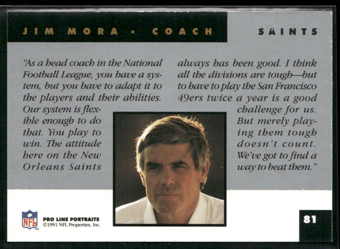 Jim Mora 1991 Pro Line Portraits #81 New Orleans Saints