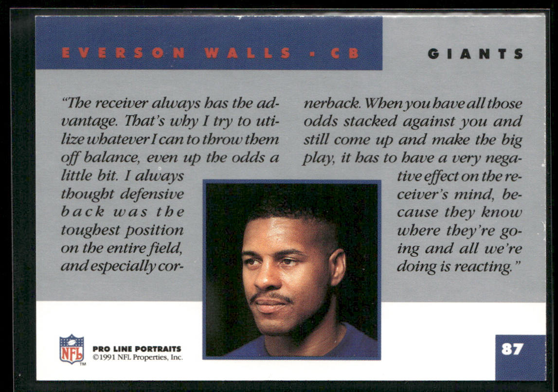 Everson Walls 1991 Pro Line Portraits #87 New York Giants
