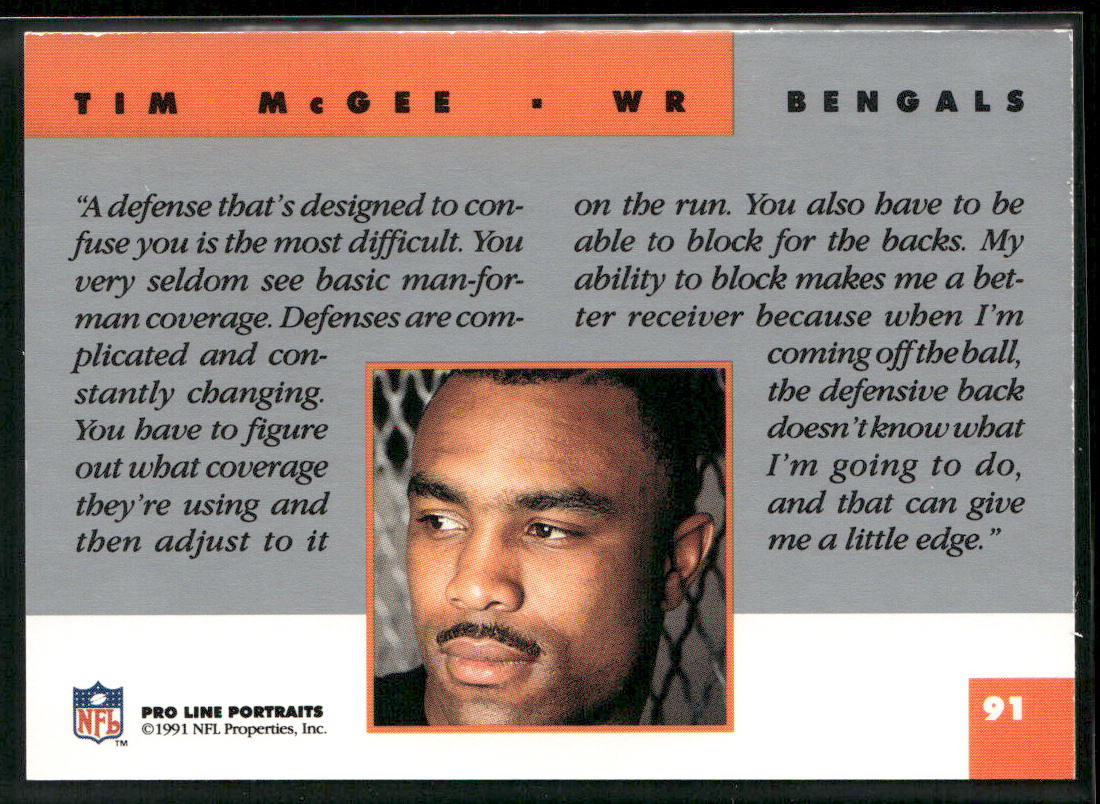 Tim McGee 1991 Pro Line Portraits #91 Cincinnati Bengals