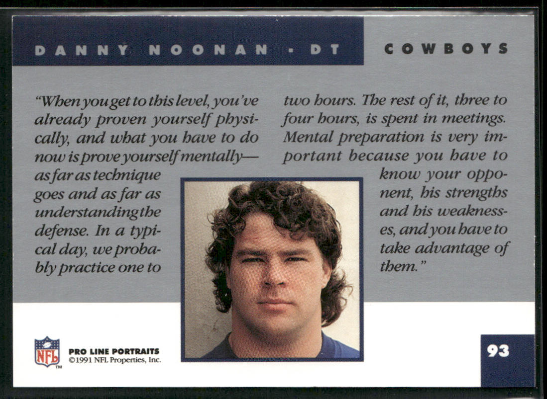 Danny Noonan 1991 Pro Line Portraits #93 Dallas Cowboys