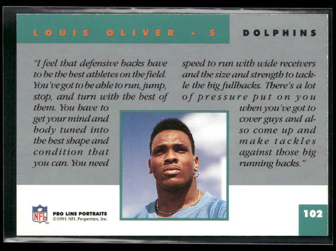 Louis Oliver 1991 Pro Line Portraits #102 Miami Dolphins
