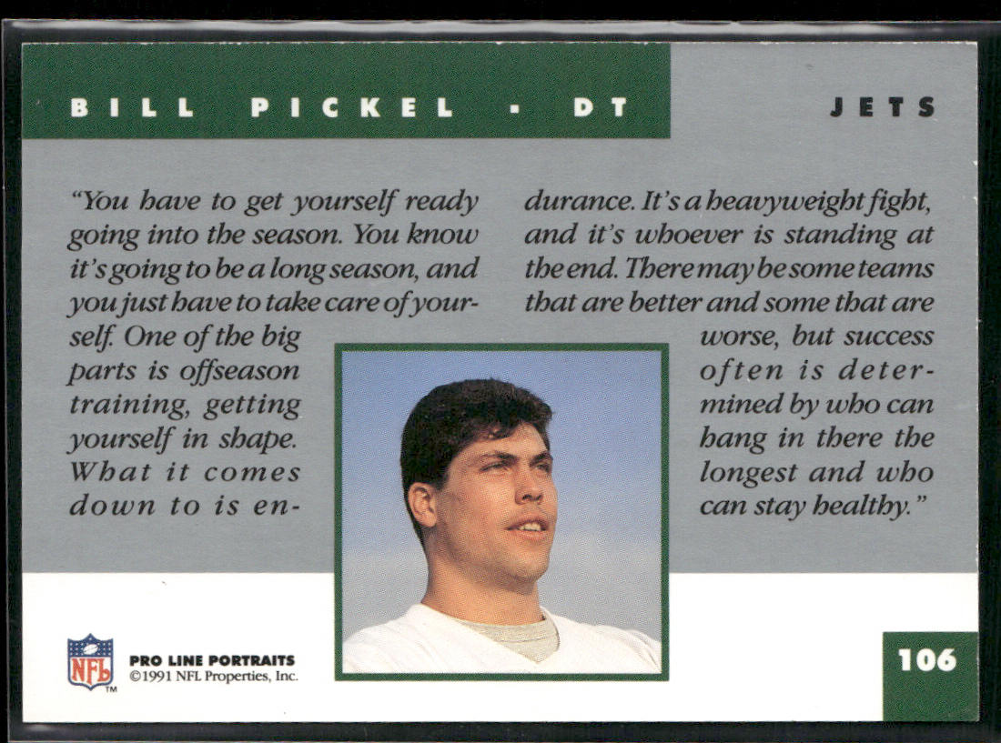 Bill Pickel 1991 Pro Line Portraits #106 New York Jets