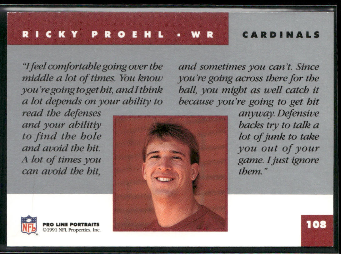 Ricky Proehl 1991 Pro Line Portraits #108 Phoenix Cardinals