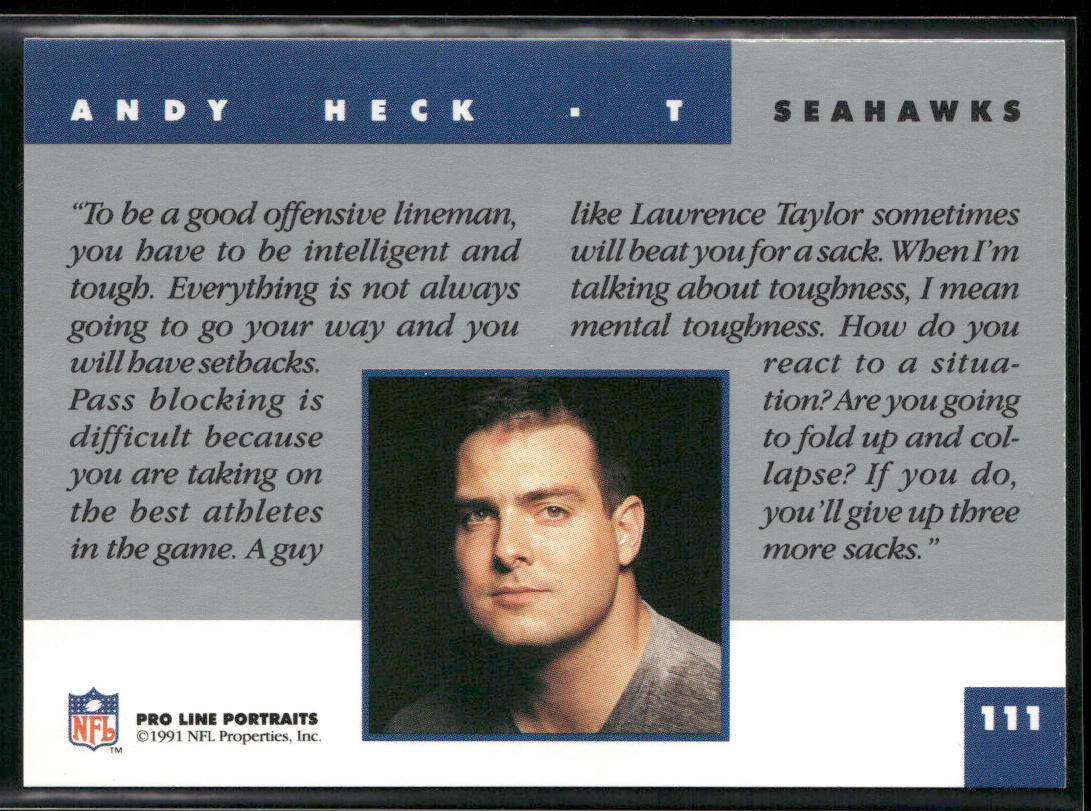 Andy Heck 1991 Pro Line Portraits #111 Seattle Seahawks