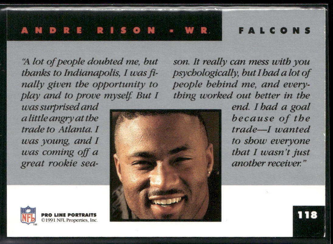 Andre Rison 1991 Pro Line Portraits #118 Atlanta Falcons