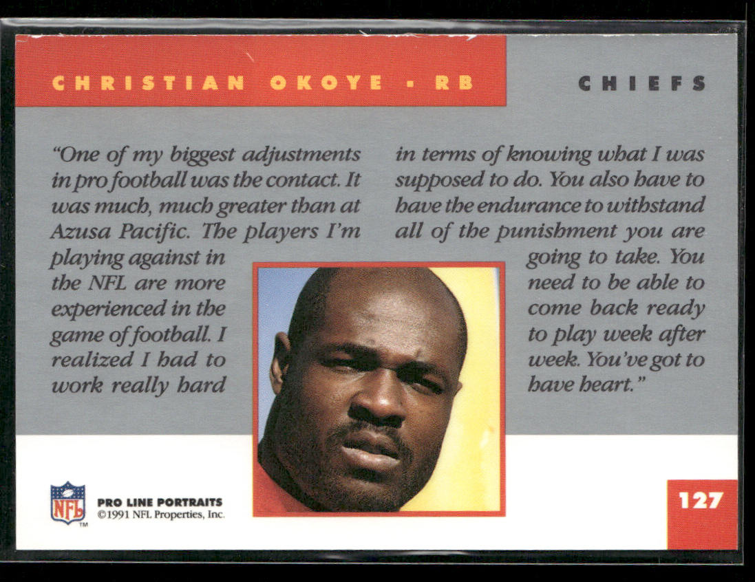 Christian Okoye 1991 Pro Line Portraits #127 Kansas City Chiefs