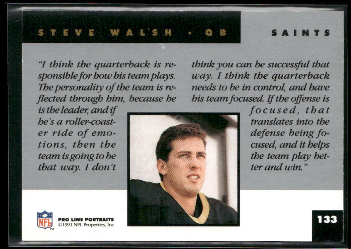 Steve Walsh 1991 Pro Line Portraits #133 New Orleans Saints