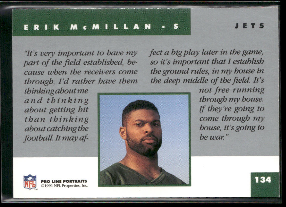 Erik McMillan 1991 Pro Line Portraits #134 New York Jets