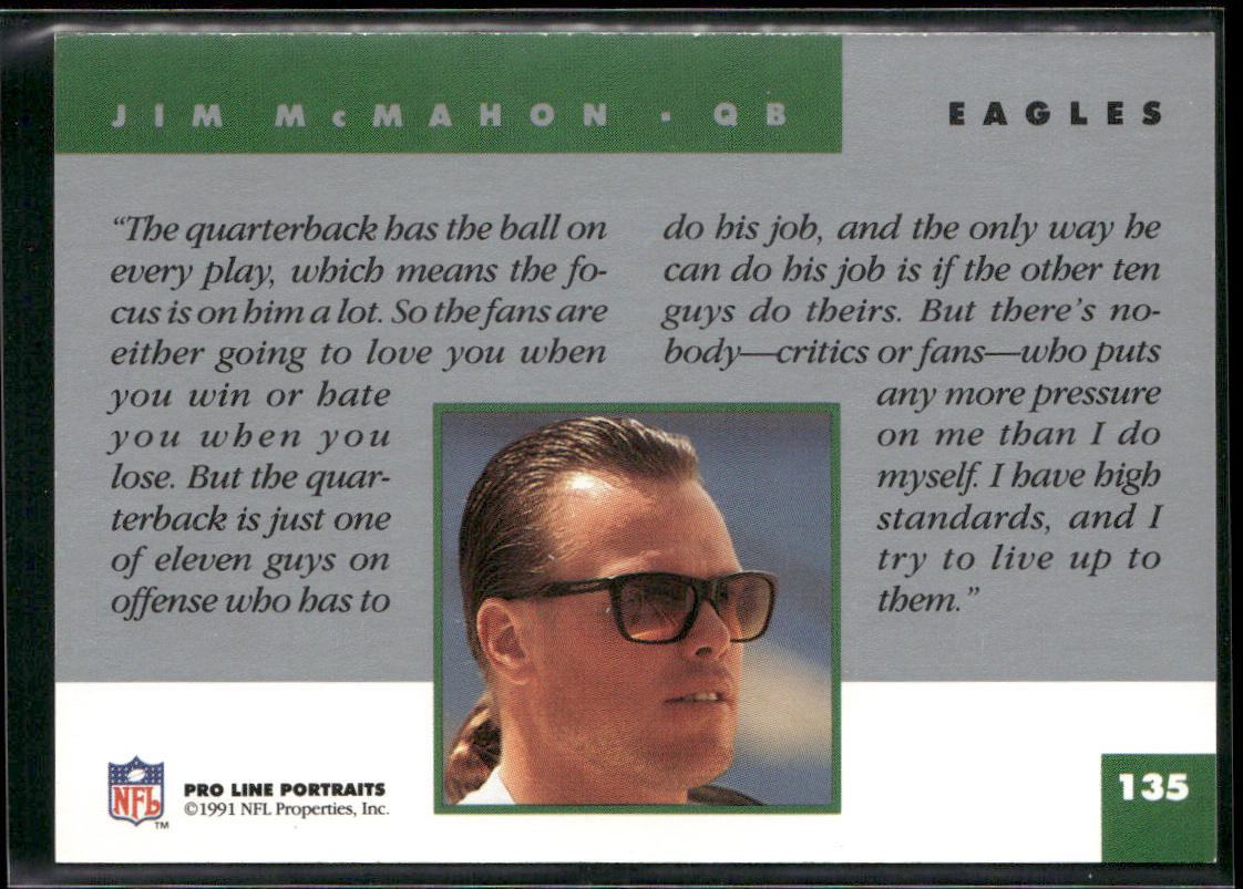 Jim McMahon 1991 Pro Line Portraits #135 Philadelphia Eagles