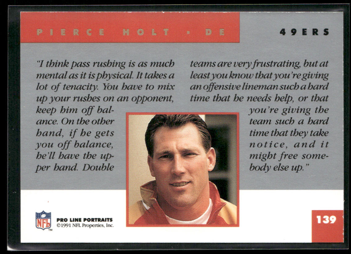 Pierce Holt 1991 Pro Line Portraits #139 San Francisco 49ers