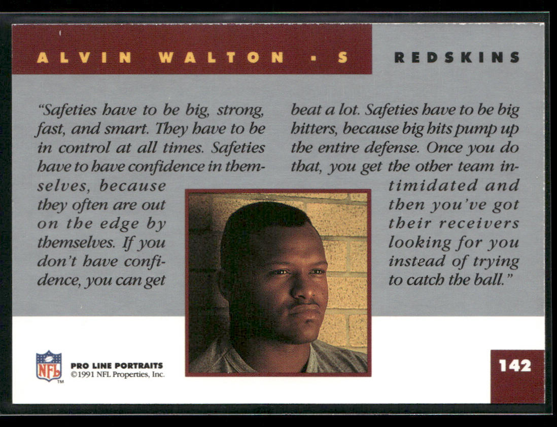 Alvin Walton 1991 Pro Line Portraits #142 Washington Redskins