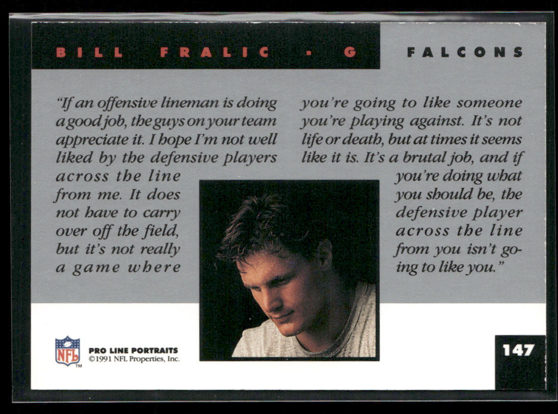 Bill Fralic 1991 Pro Line Portraits #147 Atlanta Falcons