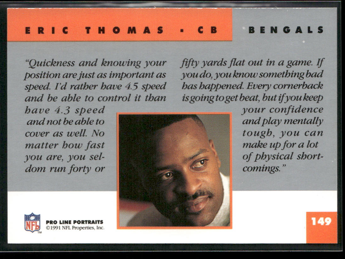 Eric Thomas 1991 Pro Line Portraits #149 Cincinnati Bengals