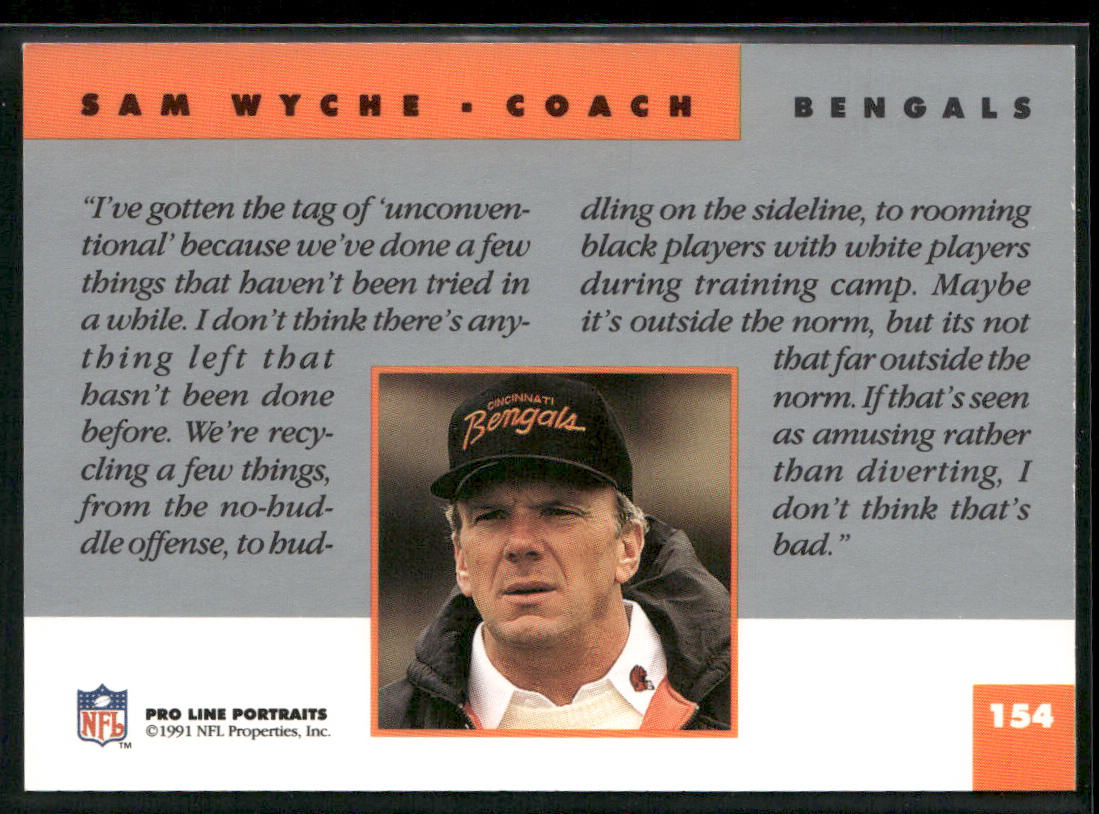 Sam Wyche 1991 Pro Line Portraits #154 Cincinnati Bengals