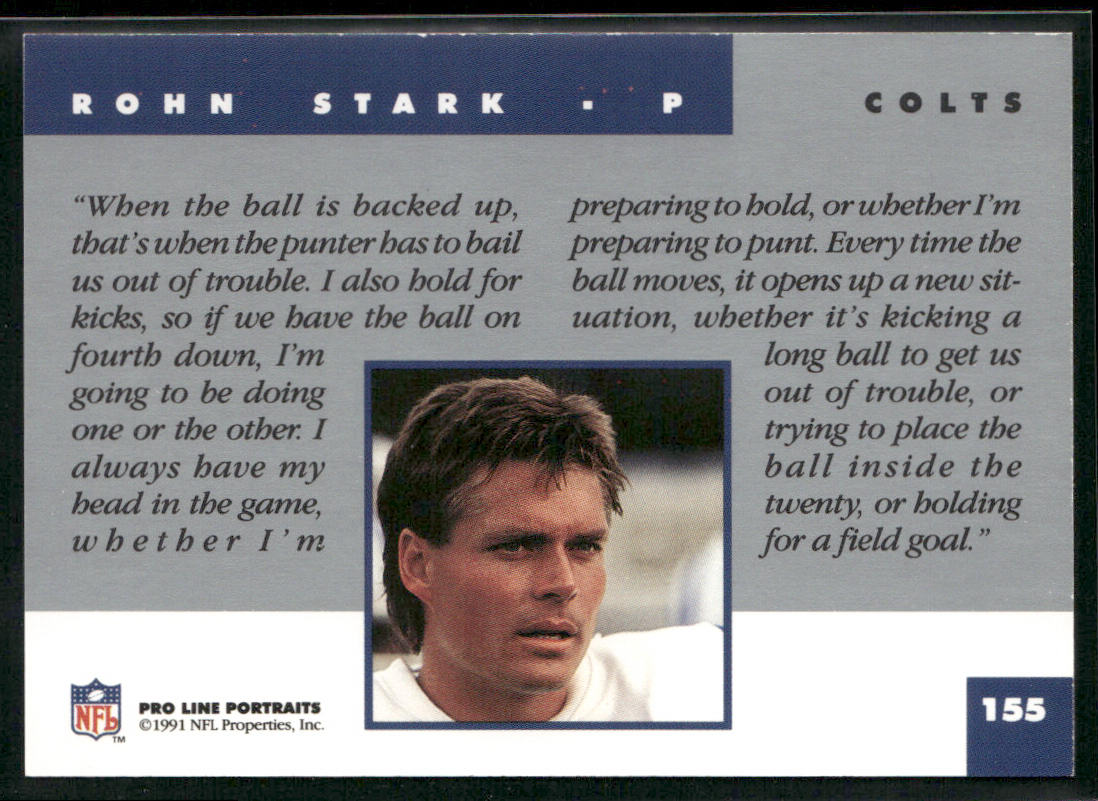 Rohn Stark 1991 Pro Line Portraits #155 Indianapolis Colts