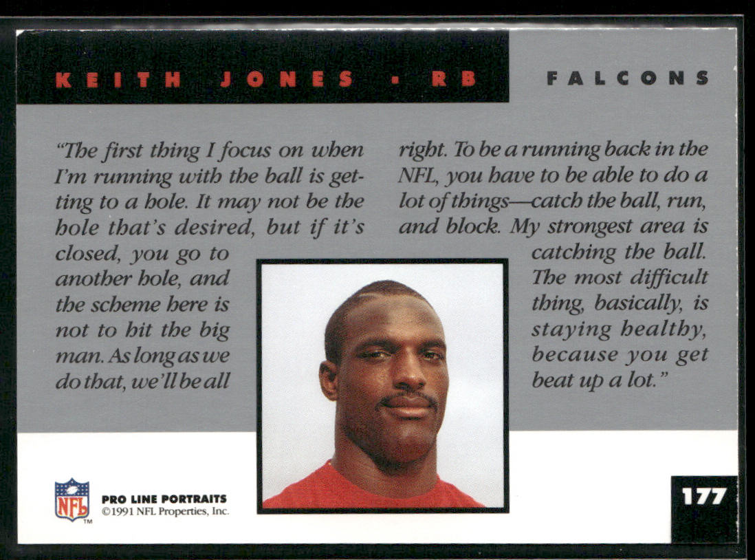 Keith Jones 1991 Pro Line Portraits #177 Atlanta Falcons