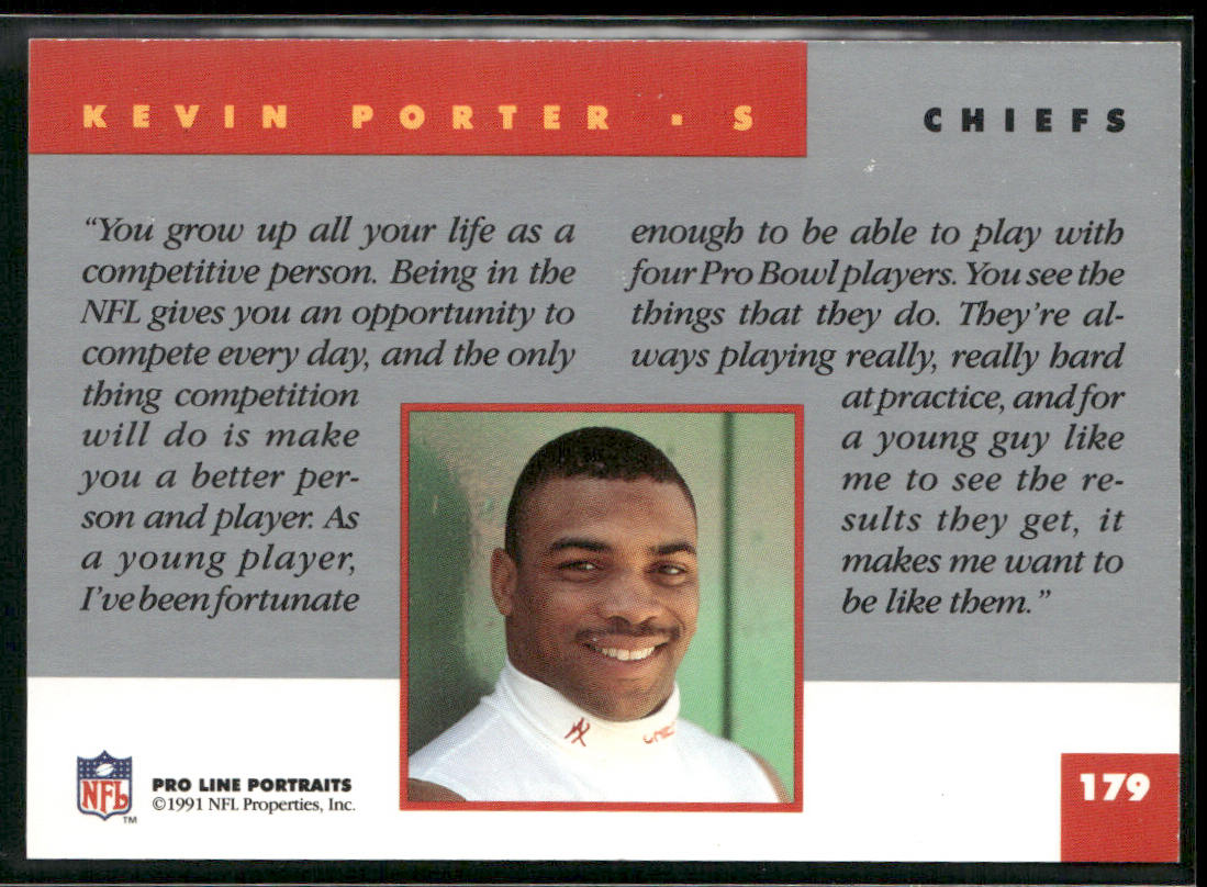 Kevin Porter 1991 Pro Line Portraits #179 Kansas City Chiefs