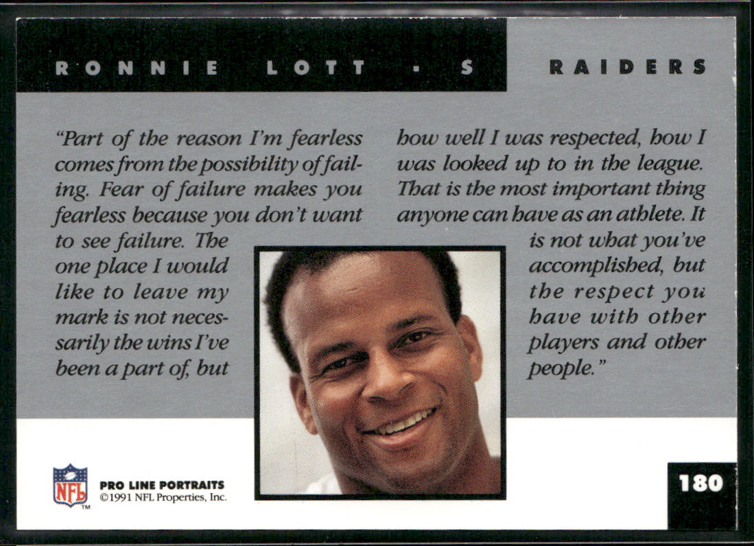 Ronnie Lott 1991 Pro Line Portraits #180 Los Angeles Raiders