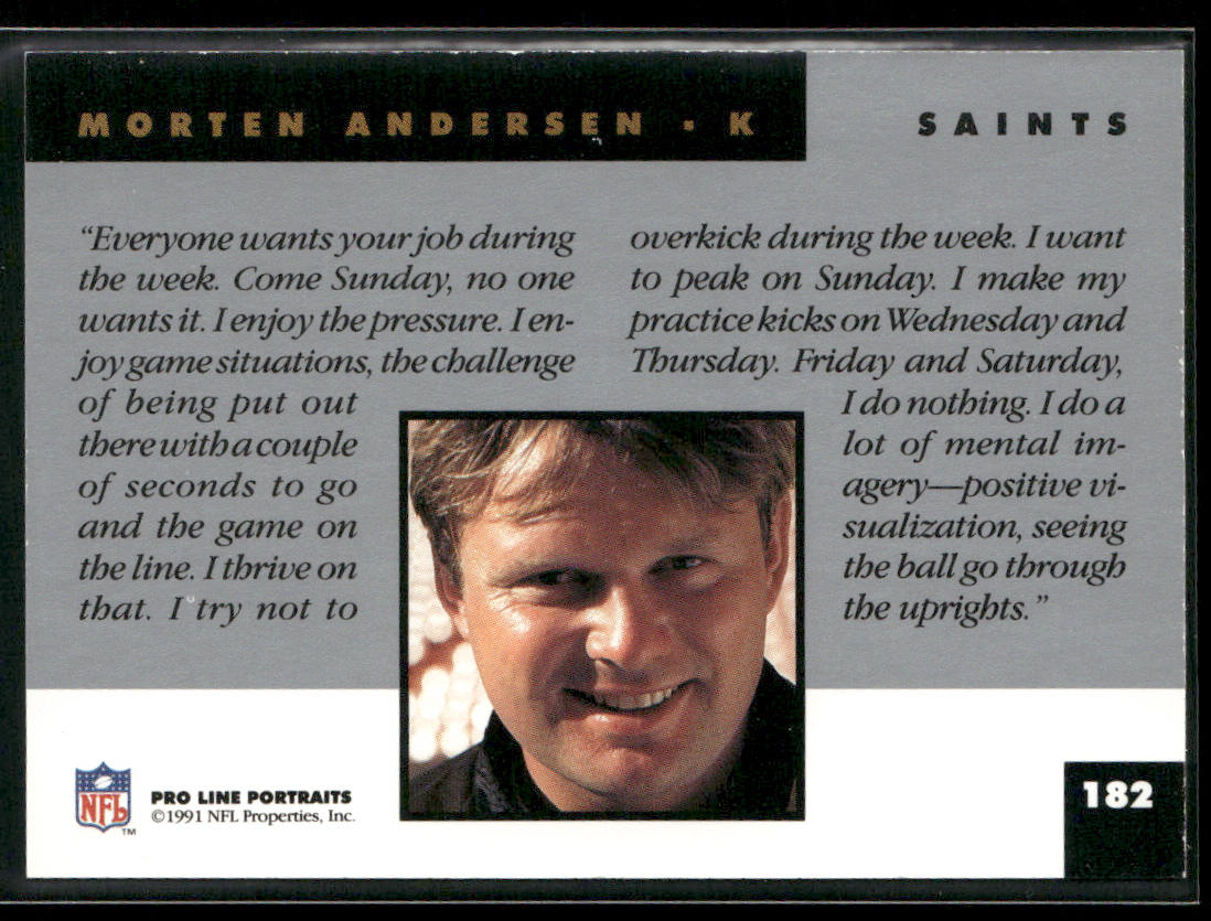 Morten Andersen 1991 Pro Line Portraits #182 New Orleans Saints