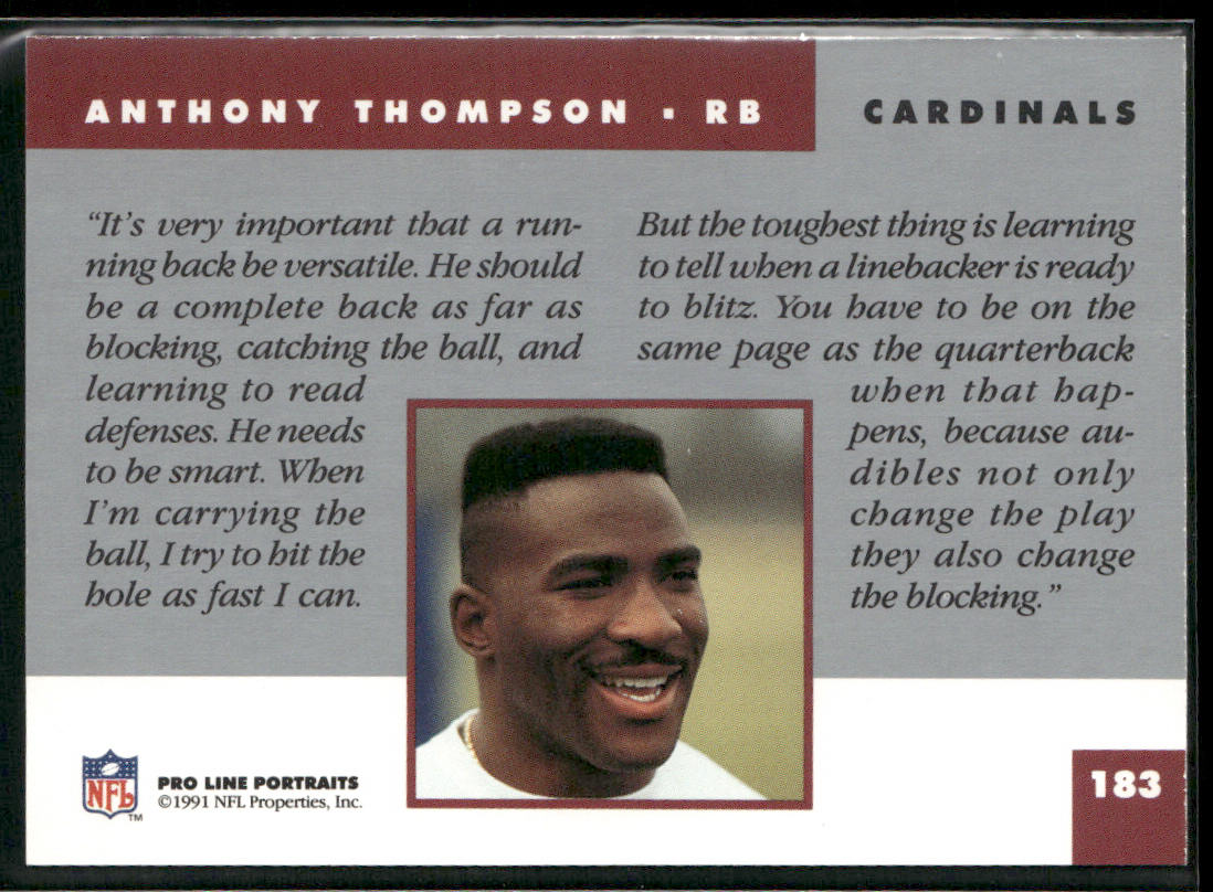 Anthony Thompson 1991 Pro Line Portraits #183 Phoenix Cardinals