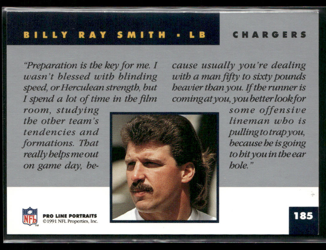 Billy Ray Smith 1991 Pro Line Portraits #185 San Diego Chargers