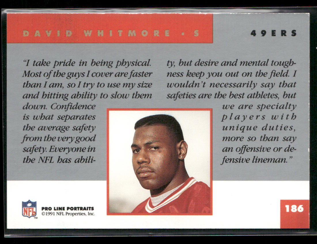 David Whitmore 1991 Pro Line Portraits #186 RC San Francisco 49ers